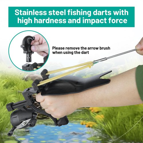 ZHUOCE Fishing Slingshot Kit with Reel Wrist Support Slingshot for Adult Archery Catapult with Arrows Fishing Darts and Rubber Bands Steel Smmo
