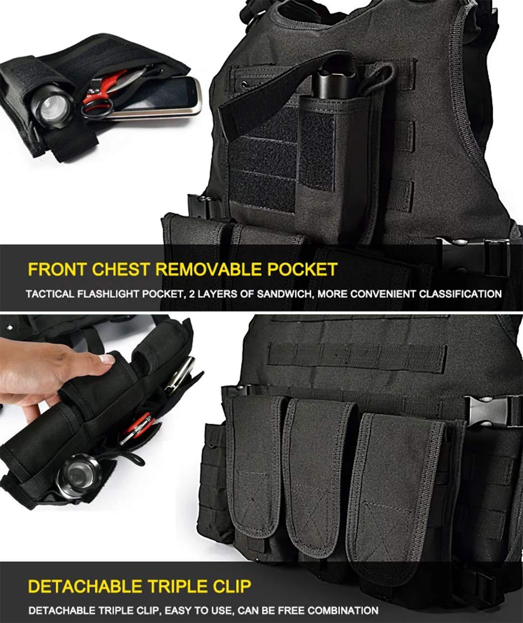 vAv YAKEDA Tactical Airsoft Vest for Men (Black)