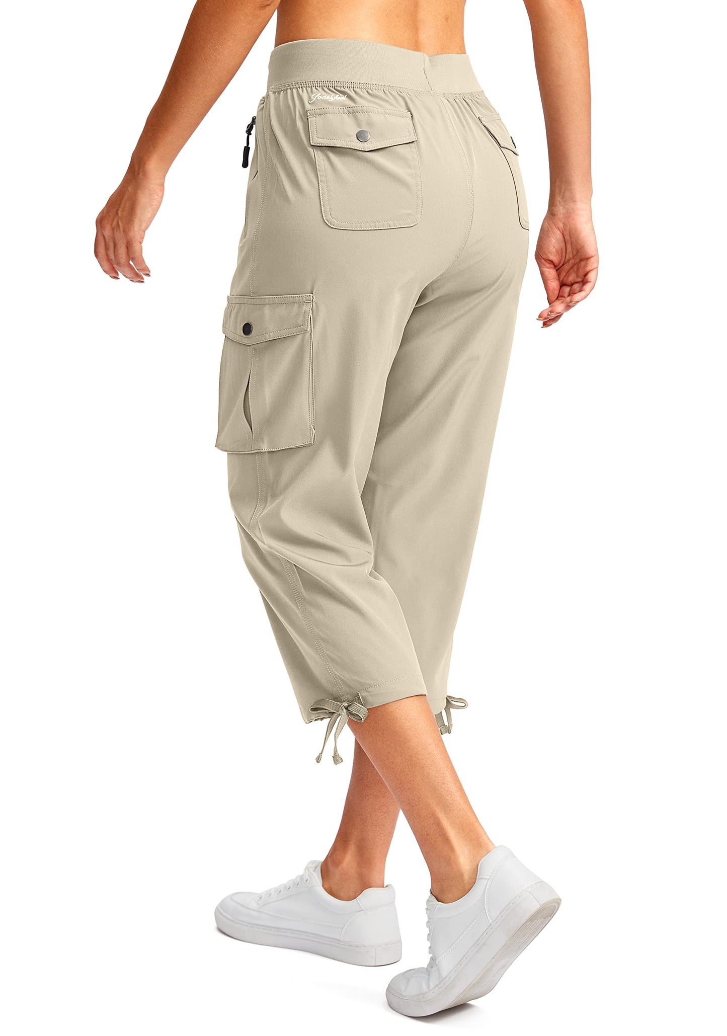 Soothfeel Women's Cargo Capris Pants with 6 Pockets Lightweight Quick Dry Travel Hiking Summer Pants for Women Casual (Khaki, XS)