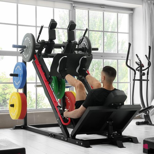 RitFit Gazelle Pro 3 in 1 Leg Press and Hack Squat Machine - High-Tensile Steel Leg Press Machine, 2000 lbs Capacity, Adjustable Angles, Hack Squat Machine with Weight Storage, Black (RED)