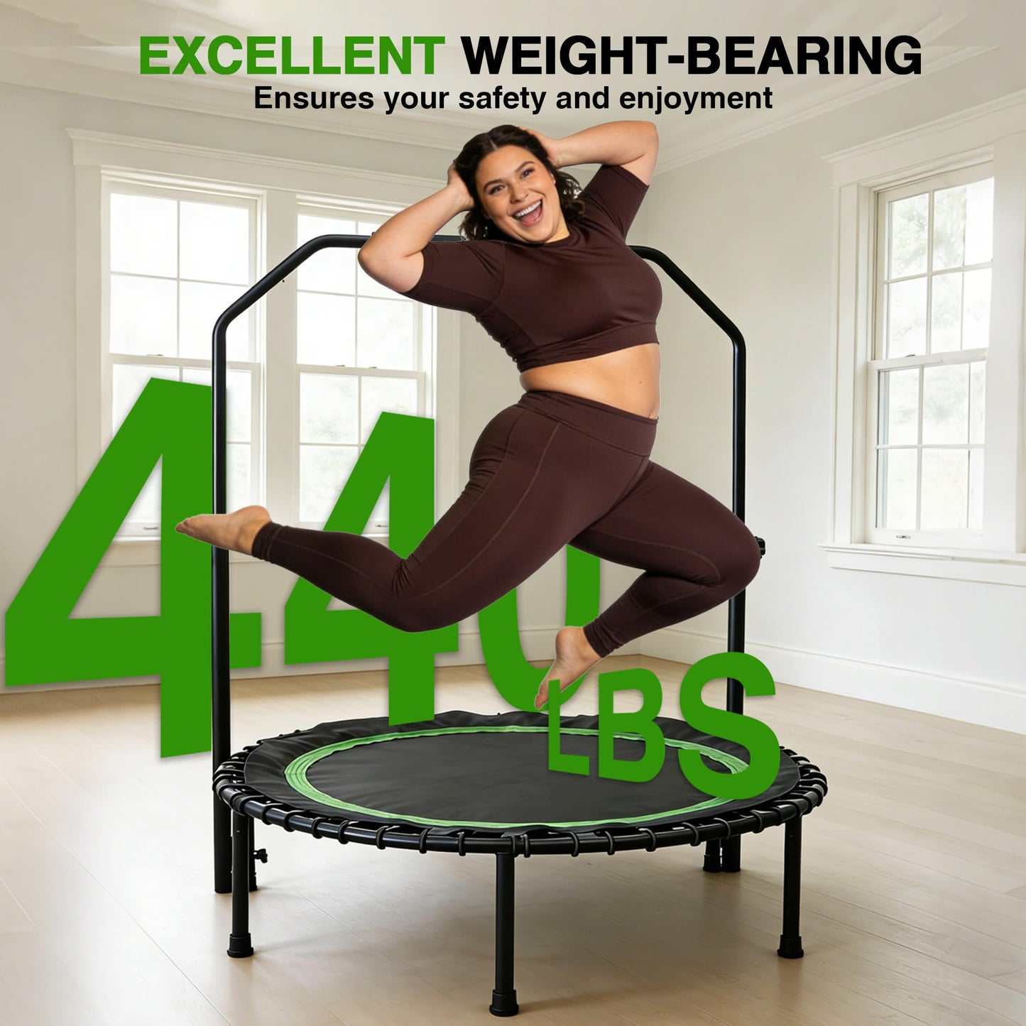 ACWARM HOME 40" Mini Rebounder Trampoline for Adults with Handle, Green