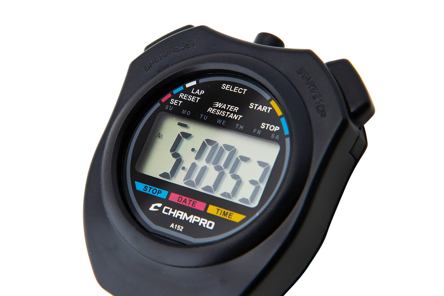 CHAMPRO Water Resistant Stop Watch, Black (A152)