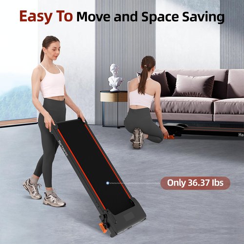Hartwares Walking Pad Treadmill with 9% Incline, 2.5HP Quiet Treadmills for Home Office Small, Portable Walking Pad with 265lb Capacity, App Compatible &Remote Control