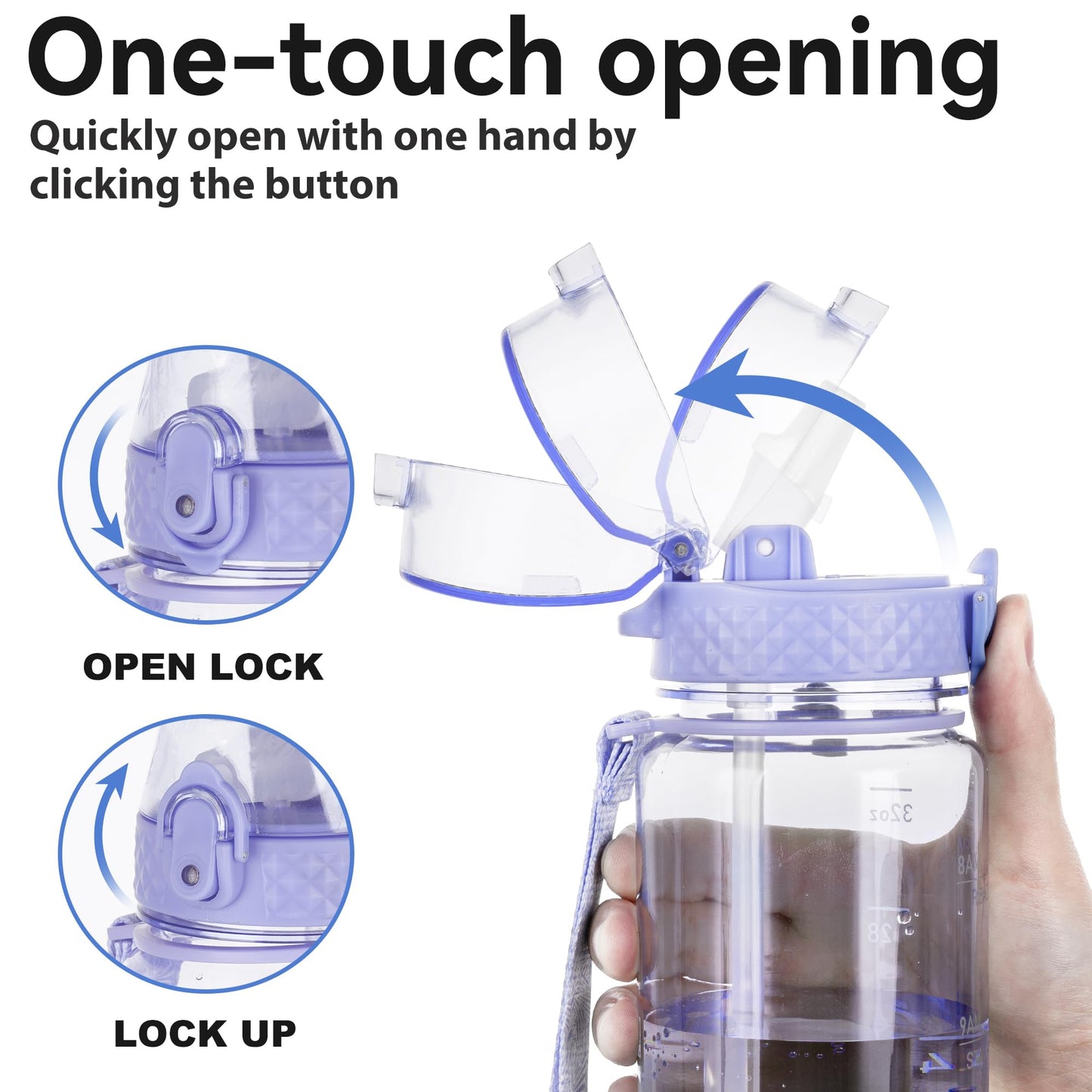 GOPPUS Clear Water Bottle With Straw 32oz Clear Sports Water Bottles Motivational with Time Marker Tritan BPA Free Clea Plastic Water Bottle Wide Mouth for Gym Travel Home School Office