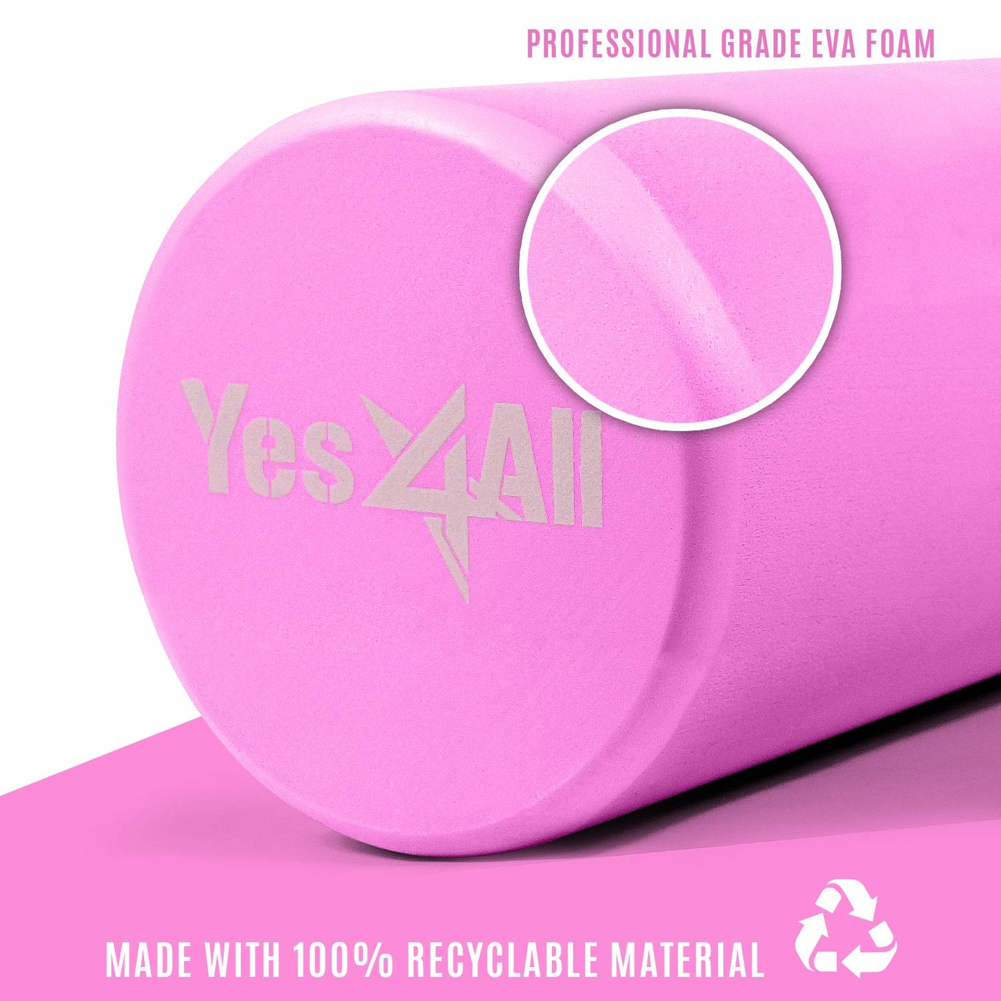 Yes4All Medium-Density Round EVA Foam Roller 36in and Foam Roller Rack for Physical Activities & Muscle Massage