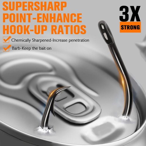 Dovesun Circle Hooks Saltwater 20pcs, 3X Strong Circle Fishing Hooks for Catfish in-line Catfish Hook for Striper, Mackerel, Bass, Tuna 12/0