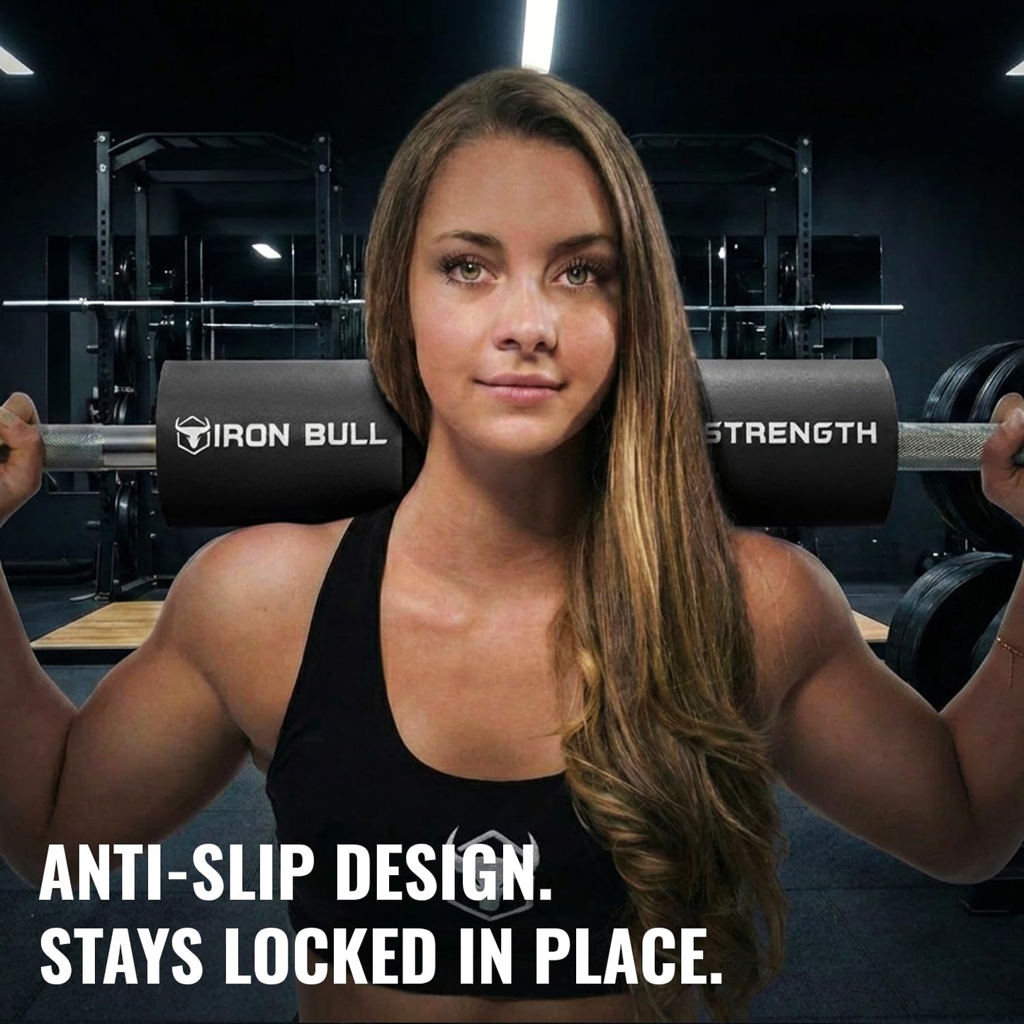 Advanced Squat Pad - Barbell Pad for Squats, Lunges & Hip Thrusts - Neck & Shoulder Protective Pad Support (Black)