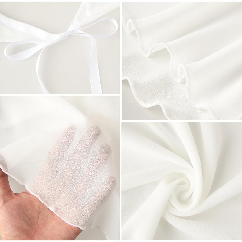 White One Size Ballet Wrap Skirt - Chiffon Dance Skirt with Adjustable Waist Tie