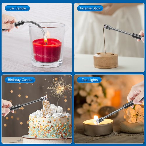 Flame bird 2 Pack Electric Candle Lighter Flameless Arc Windproof Flexible Long Neck USB Rechargeable Lighter for BBQ Grill Fireworks Camping.