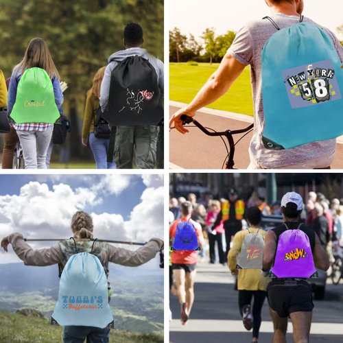 Funholics Custom drawstring backpack with your logo - personalized promotional bag, durable and spacious for gym/daily use/travel (Red)