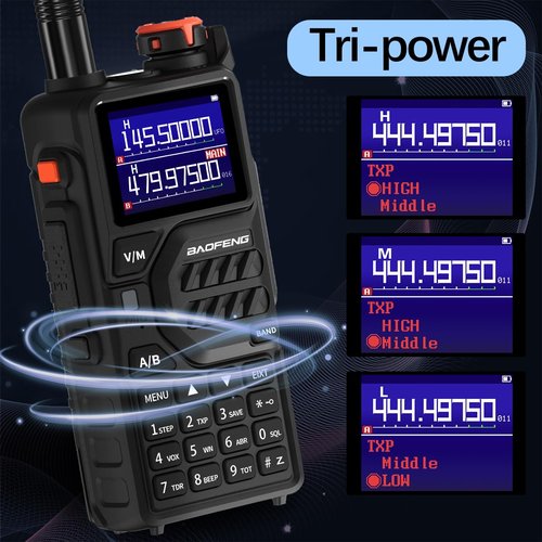 BAOFENG K5PLUS Radio Ham Radio 10W Rechargeable Walkie Talkies Long Range UV32 5RM Handheld Two Way Radio NOAA Weather Radio with Copy Frequency,USB-C Charginng for Hunting Survival Gear