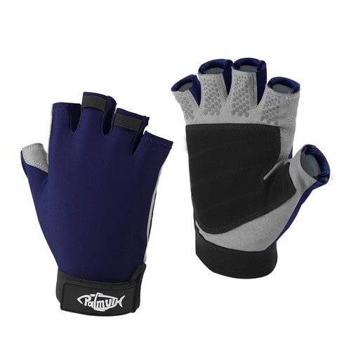 Palmyth UV Fishing Gloves Sun Protection Fingerless Kayaking Glove Men Women UPF 50+ SPF for Sailing, Hiking, Paddling, Canoeing, Rowing, Driving (Navy Blue, Large)