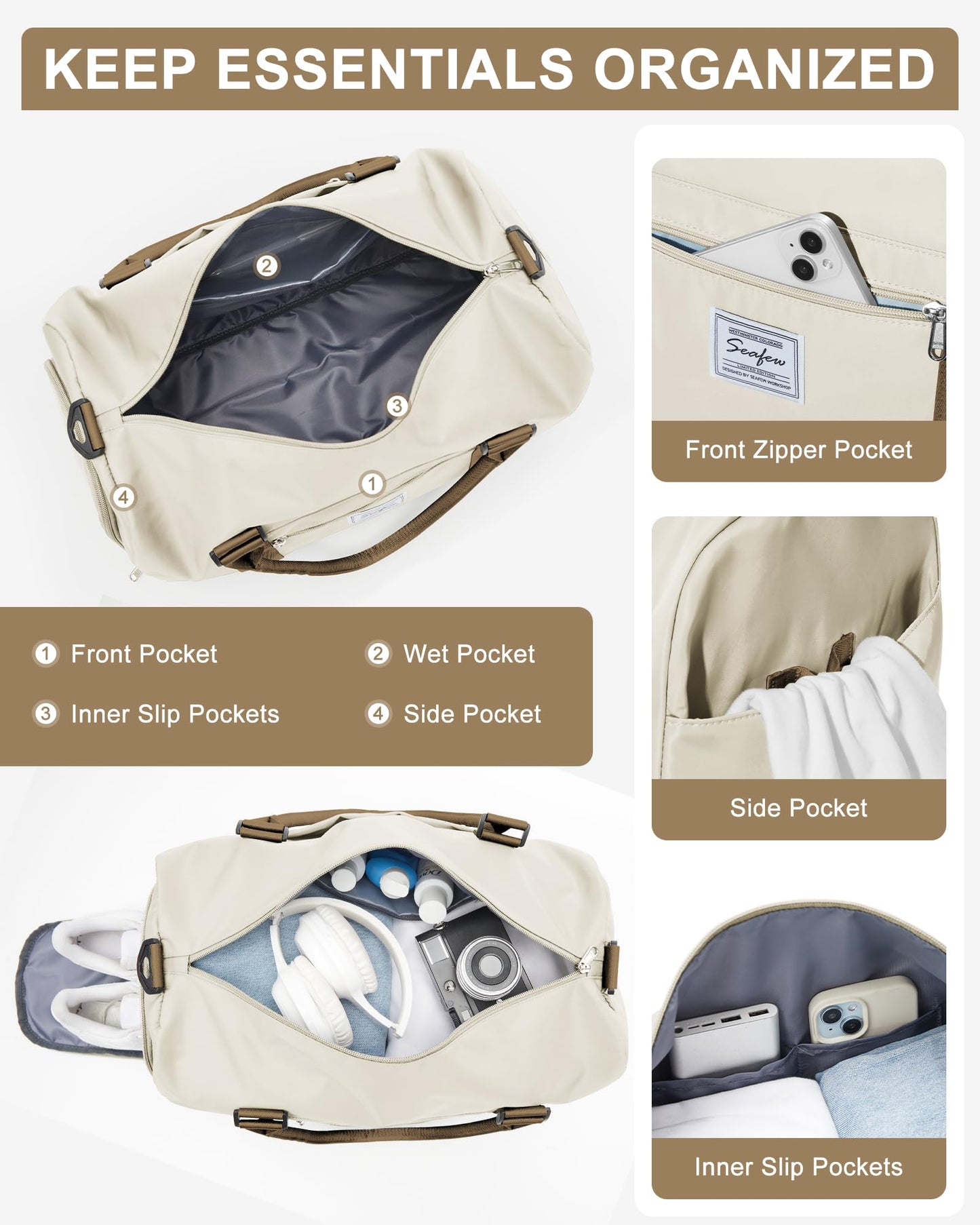 Gym Bag Womens Mens with Shoes Compartment and Wet Pocket Travel Duffel Bag for Women for Plane Sport Gym Tote Bags Swimming Yoga Small Waterproof Weekend Overnight Carry on Bag Hospital Holdalls