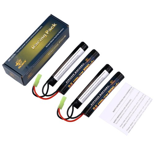 melasta 2 Pack 9.6V 1600mAh Butterfly Nunchuck NIMH Battery Pack Compatible with Mini Tamiya Airsoft Guns M4, G36, M110, SR25, M249, M240B, M14, RPK, PKM, L85, AUG, G3