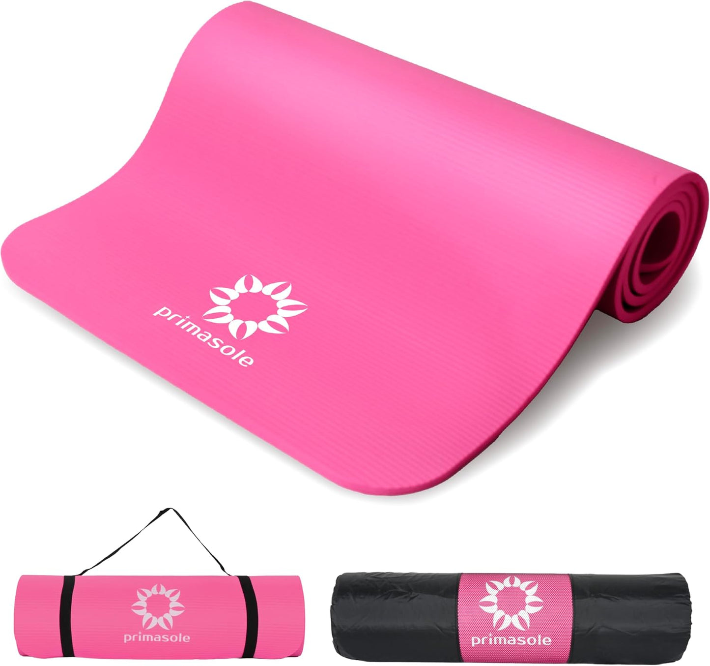 1/2-Inch Extra Thick NBR Yoga Mat with Enhanced Stability - Textured Design, Lightweight Mat with Carrying Strap & Case for Yoga, Pilates, Gym & Home Use (Multiple Colors)
