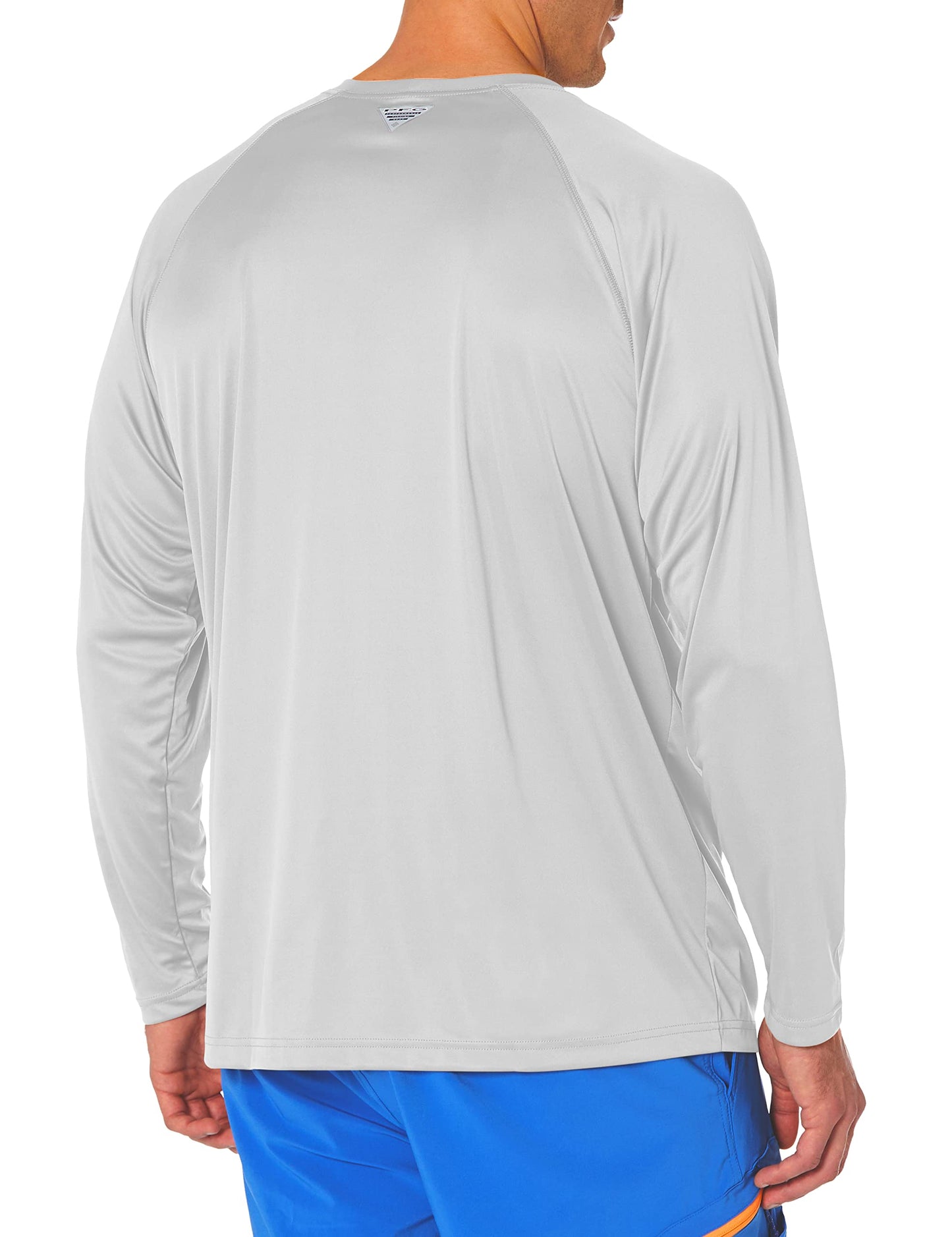 Columbia Men's PFG Terminal Tackle Long Sleeve Fishing Shirt, Cool Grey/Vivid Blue Logo, 3X Tall