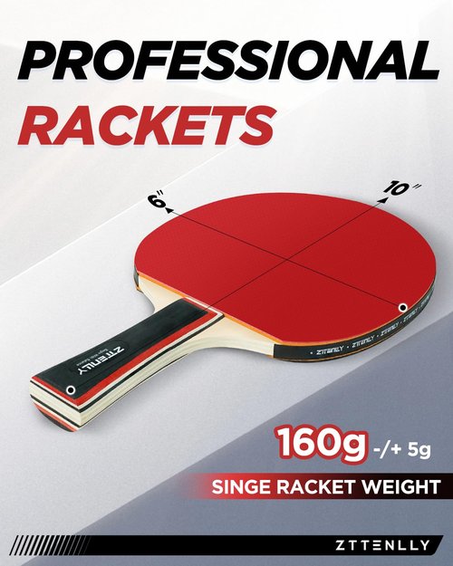 ZTTENLLY Ping Pong Paddles with Balls - Better Control & Sticky Inverted Rubber - Table Tennis Paddles Set of 2 for Indoor & Outdoor Games