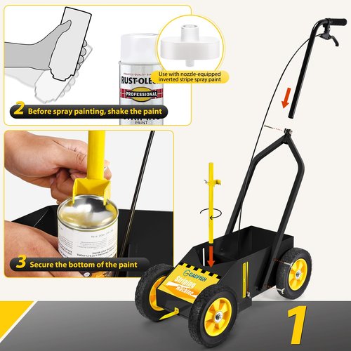 GADFISH Heavy Duty Striping Line Marking Machine, Compatible with Inverted Marking Spray Paint, Parking Lot Striping Machine for Fast and Accurate Marking, Line Striper - Black