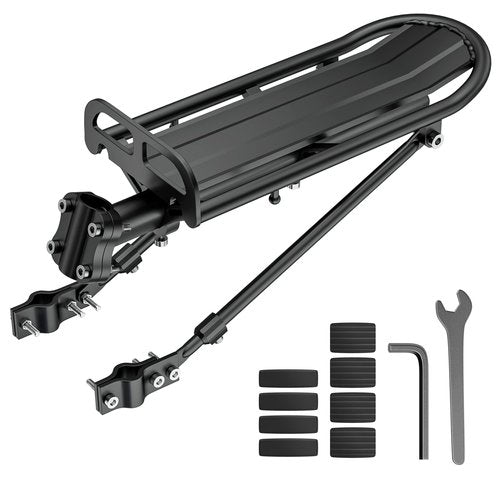 Bike Rear Rack Retractable Aluminum Alloy Bicycle Cargo Rack Mount Cycle Luggage Carrier Rear Seat Post Rack(Upgraded Version), Max Weight 55lb