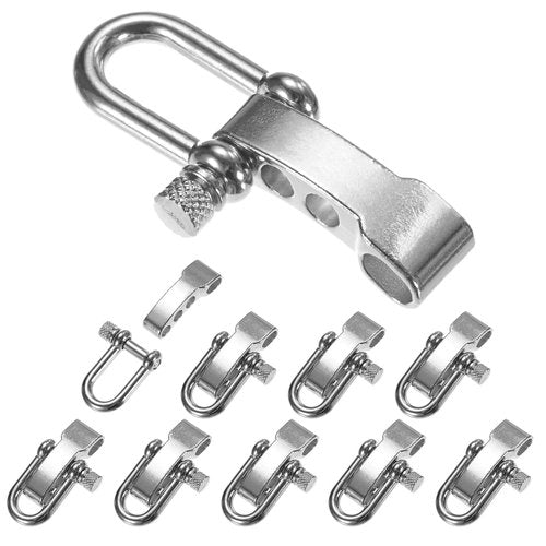 TIXIPEM Paracord Bracelet Shackle Buckle [10PCS] - Adjustable Metal U Bow Shackle Use for Survival Bracelets Belt & Outdoor Rope - [Silver-Round Head] Screw Pin Anchor Buckles
