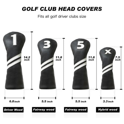 Golf Club Covers,4pcs Golf Head Covers for Woods and Driver Fairway Hybrids for Golf Clubs Women Men