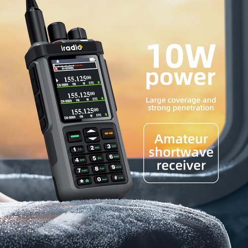 SHJ iradio UV-98Plus Ham Two-Way Radio | 10W High Powe | Cross-Band Repeater & DTMF Remote Control | 18-1000MHz Wide Frequency | FM Radio + USB-C Fast Charging | for Emergency, Outdoor, Security