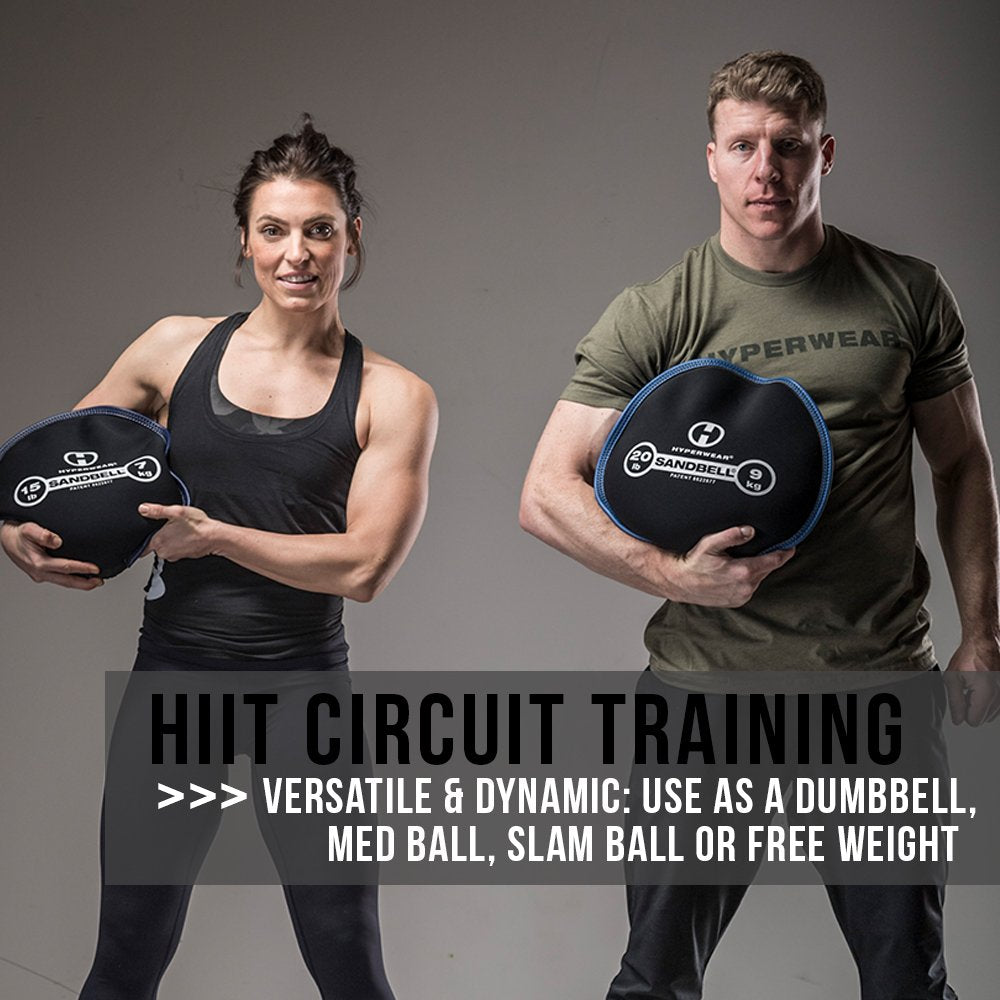 HYPERWEAR SandBell Sandbag, 4 lbs, Pre-Filled with Clean USA Sand, Soft Weights for Exercise, Fitness & Rucking