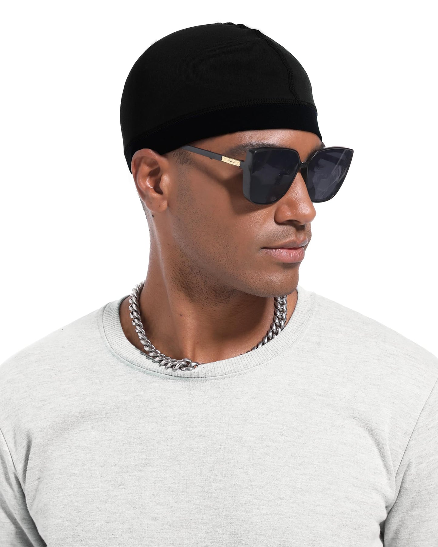 2PCS Cotton Stocking Wave Cap for Men, Wave Caps for 360 540 720 Waves, Good Compression Over Durag Sleeping Skull Hat