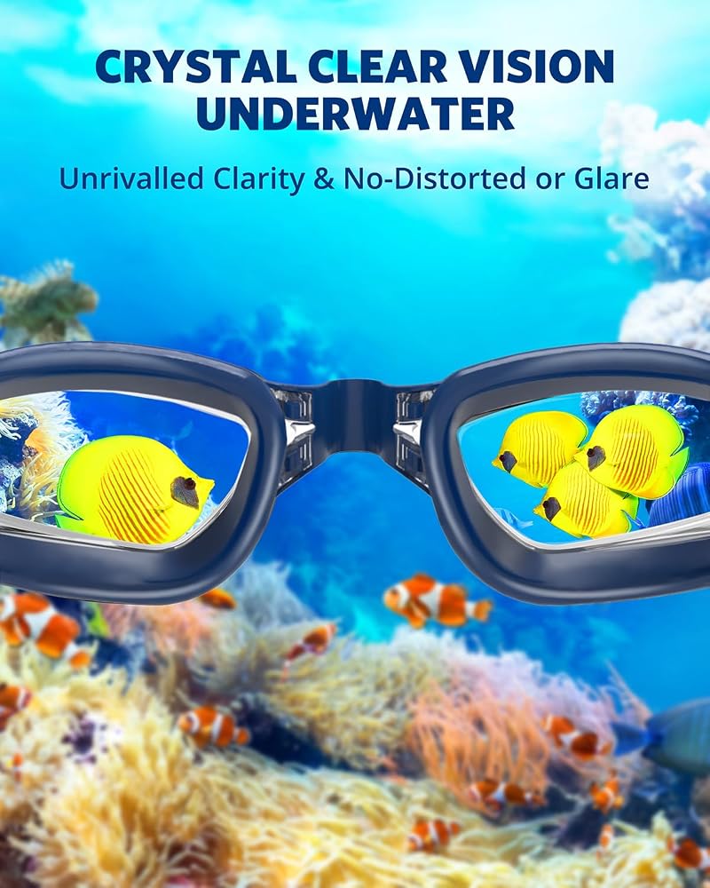 Aegend Swim Goggles 2 Pack for Adults & Kids - Anti-Fog, UV, Leak-Proof with Case (Aqua & Purple Black)