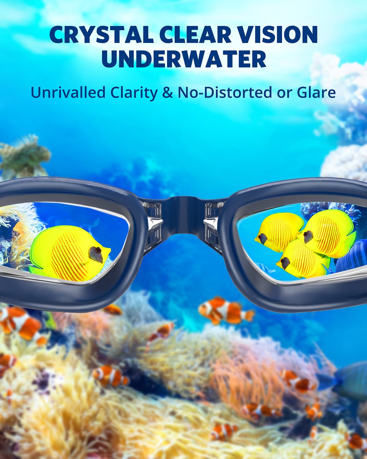 Aegend Swim Goggles, 2 Pack Swimming Goggles No Leaking Adult Men Women Youth, Aqua & Clear With Blue Strap