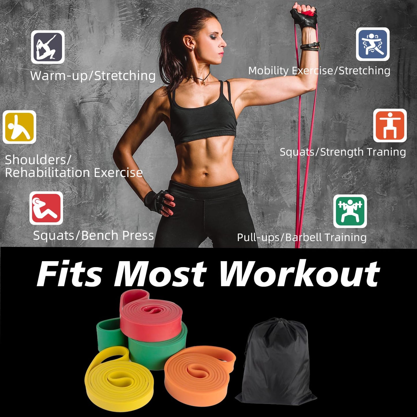 Resistance Bands, Exercise Bands Resistance, Pull Up Bands, Pull Up Assistance Bands, Workout Bands Resistance for Men & Women, Resistance Bands for Working Out, Muscle Training(6 Pcs)