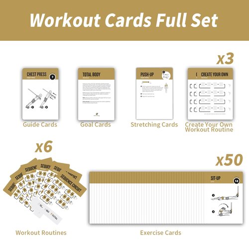 ELAORY Suspension Workout Cards, 62 Exercises Cards Deck Large Size 5" x 3.5" Fitness Cards for Women & Men, Beginner Fitness Guide to Training Exercises at Home or Gym (Suspension, Vol 1)