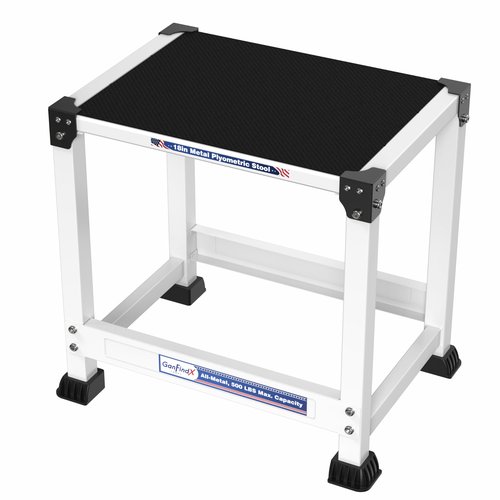 GanFindX Steel Plyo Box 18 Inch with 17 * 13 Inch Surface Metal Plyometric Jumping Box Home Gym Jump Trainer for Fitness Exercise Agility Stamina Conditioning Strength Training, White