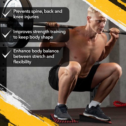 AHA Lifestyles Squat Wedge Blocks - 2 Pack with Bag - Non Slip Professional Squat Ramp for Heel Elevated Squats, Stretching, Calf Raise Platform, Slant Board Trainer for Fitness - Pushup, Weightlifting, Yoga - For Men and Women (Black)
