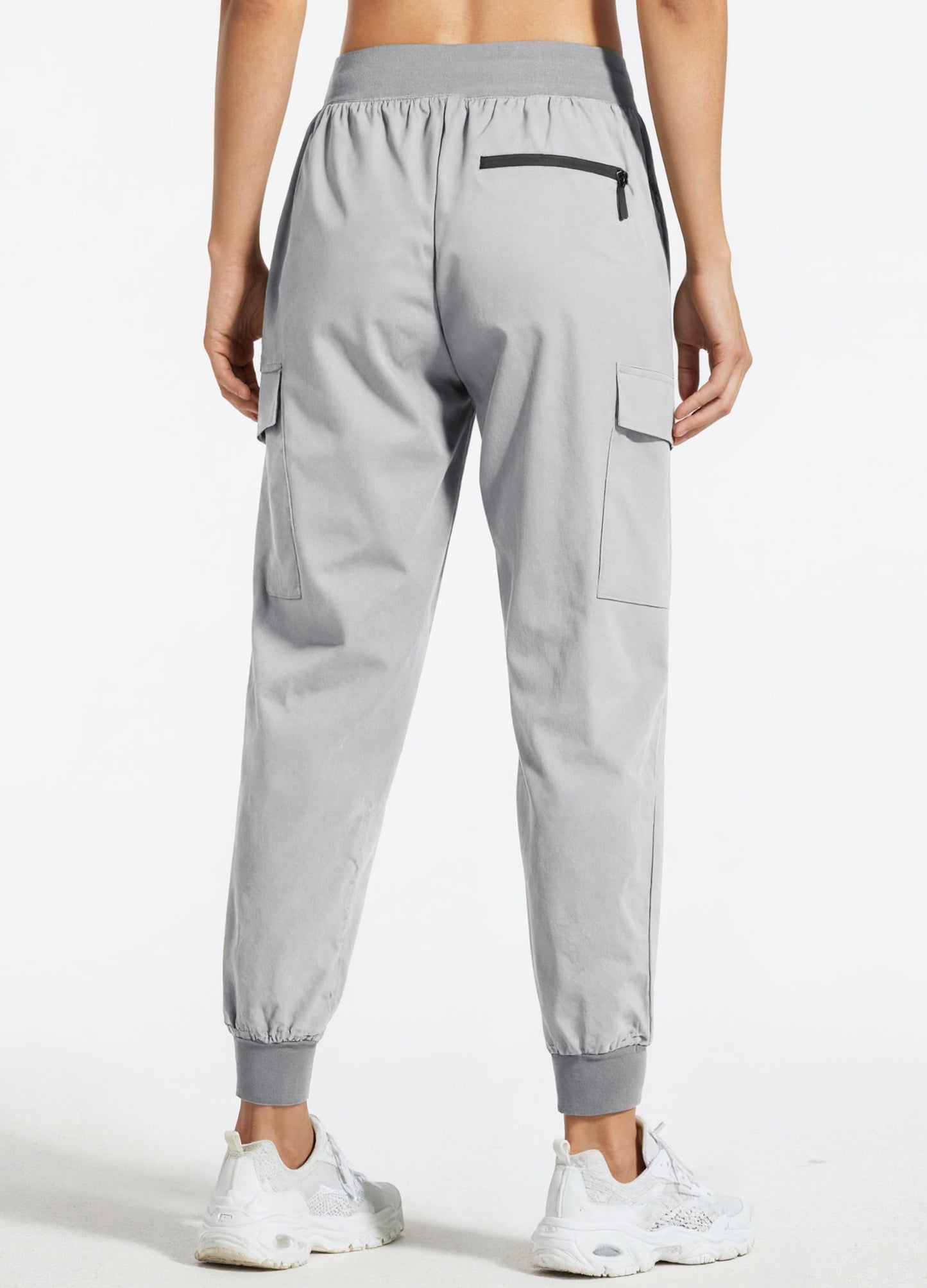 Libin Women's Cargo Joggers Lightweight Quick Dry Hiking Pants Athletic Lounge Casual Travel, Light Gray XL