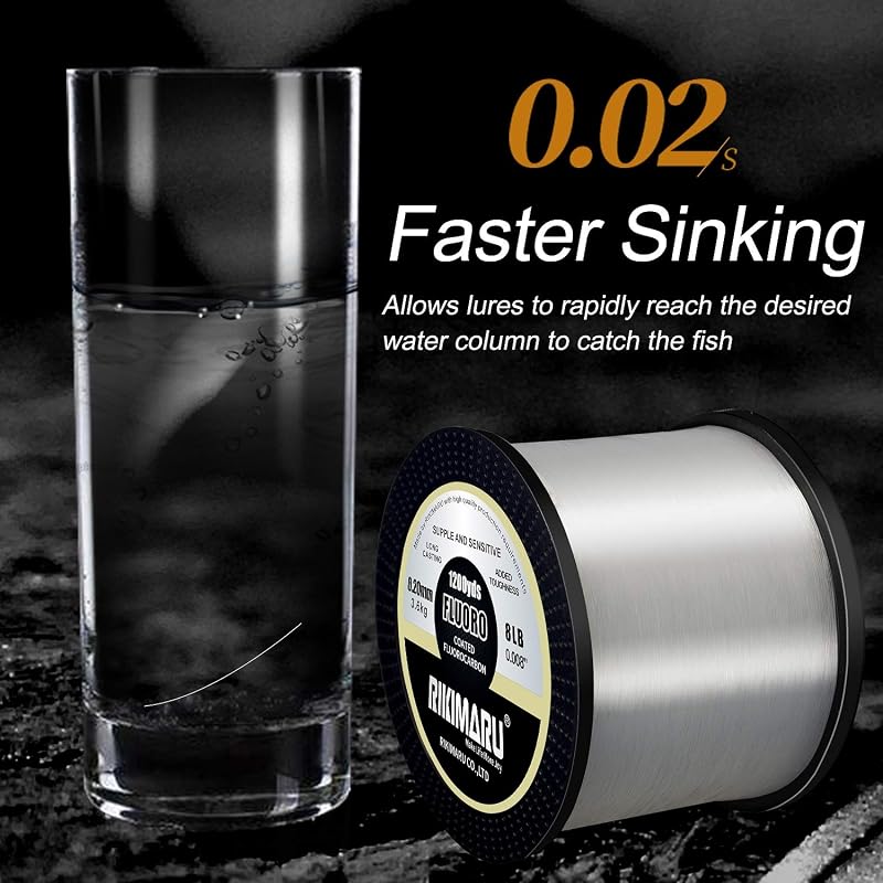 RIKIMARU Fluorocarbon Fishing Line - 12 lb, 0.32 mm, 300 yds, Clear