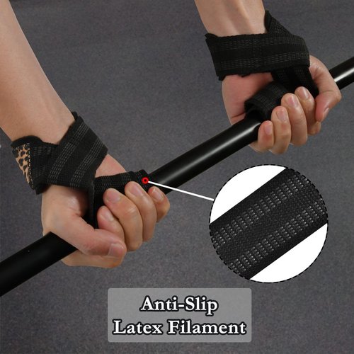 Nander Fashion Leopard Print Wrist Straps for Weightlifting,Lifting Straps with Neoprene Cushioned Wrist Padded and Anti-Skid Silicone for Strength Training,Bodybuilding,Deadlifting