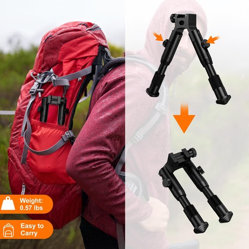 Twod Tactical Rifle Bipod Adjustable 6.3- 6.9 inch with Swivel Stud Mount
