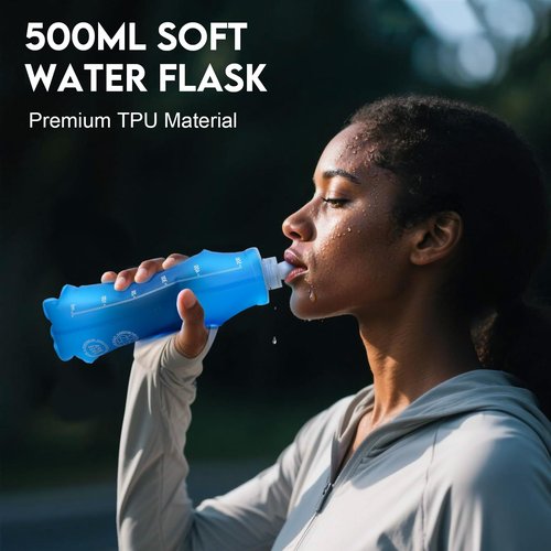 Running Hydration Vest, Lightweight Water Backpack for Running, Water Pack Backpack with 500ML TPU Hydro Water Flask, Water Vest for Running Women, Men