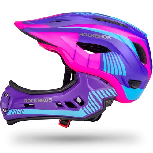 ROCKBROS Kids Full Face Helmet Kids Bike Helmets Lightweight Toddler Mountain Bike Helmet Detachable for MTB BMX Skating Cycling Scooter Safety Bicycle Helmets for Youth Child Boys Girls Ages 3-16