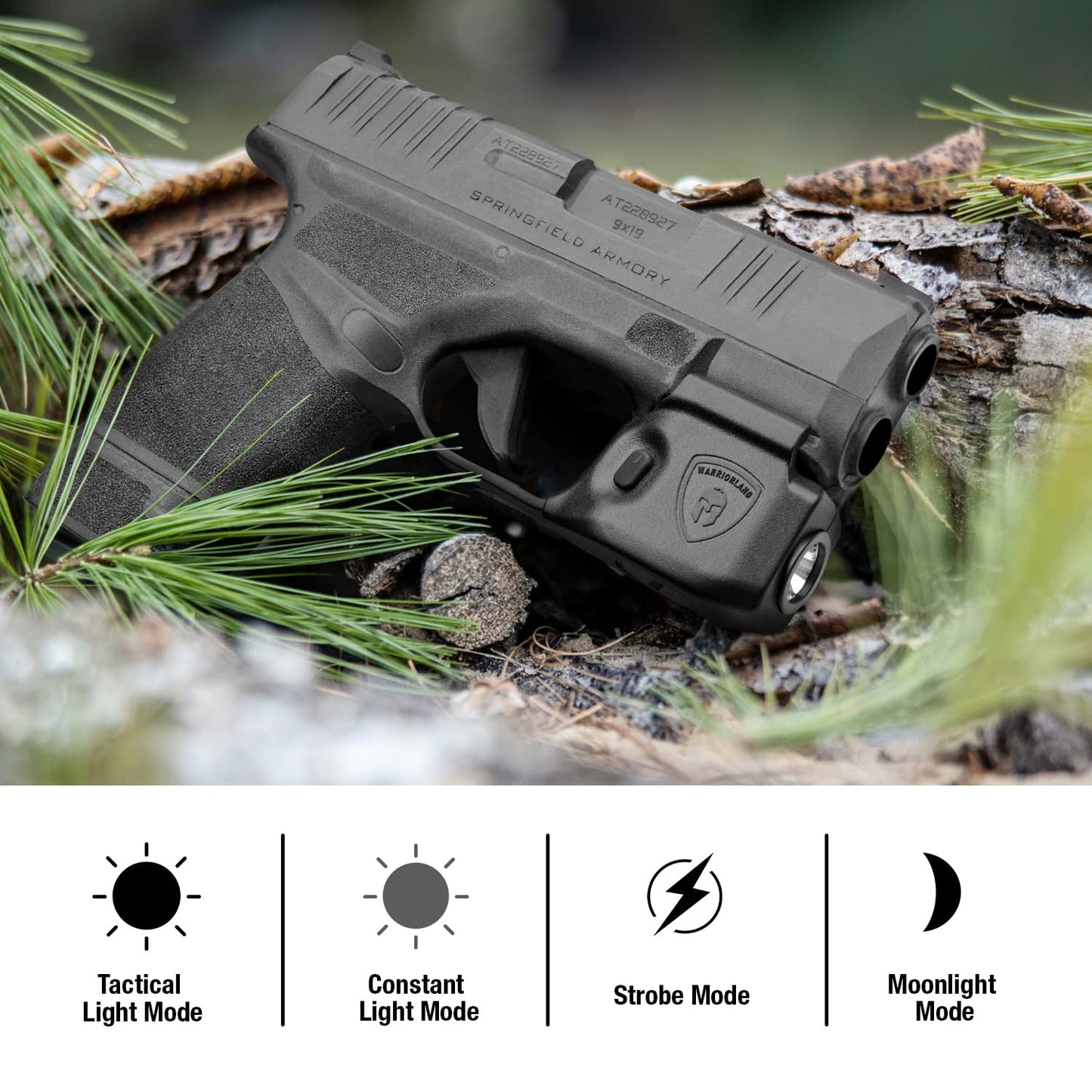 WARRIORLAND IWB Kydex Holster with 150 Lumens Min Gun Light Combo, Springfield Micro Compact Hellcat Pistol, 150 Lumens Hellcat Handgun Light, LED Tactical Flashlight SL-1 w/Hellcat Holster