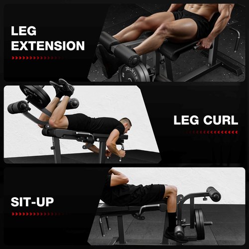 JELENS J10 Leg Extension and Curl Machine, 440LB Adjustable Leg Curl Machine for Home Gym, Seated Leg Extension and Lying Curl Machine for Lower Body Workouts (Black)