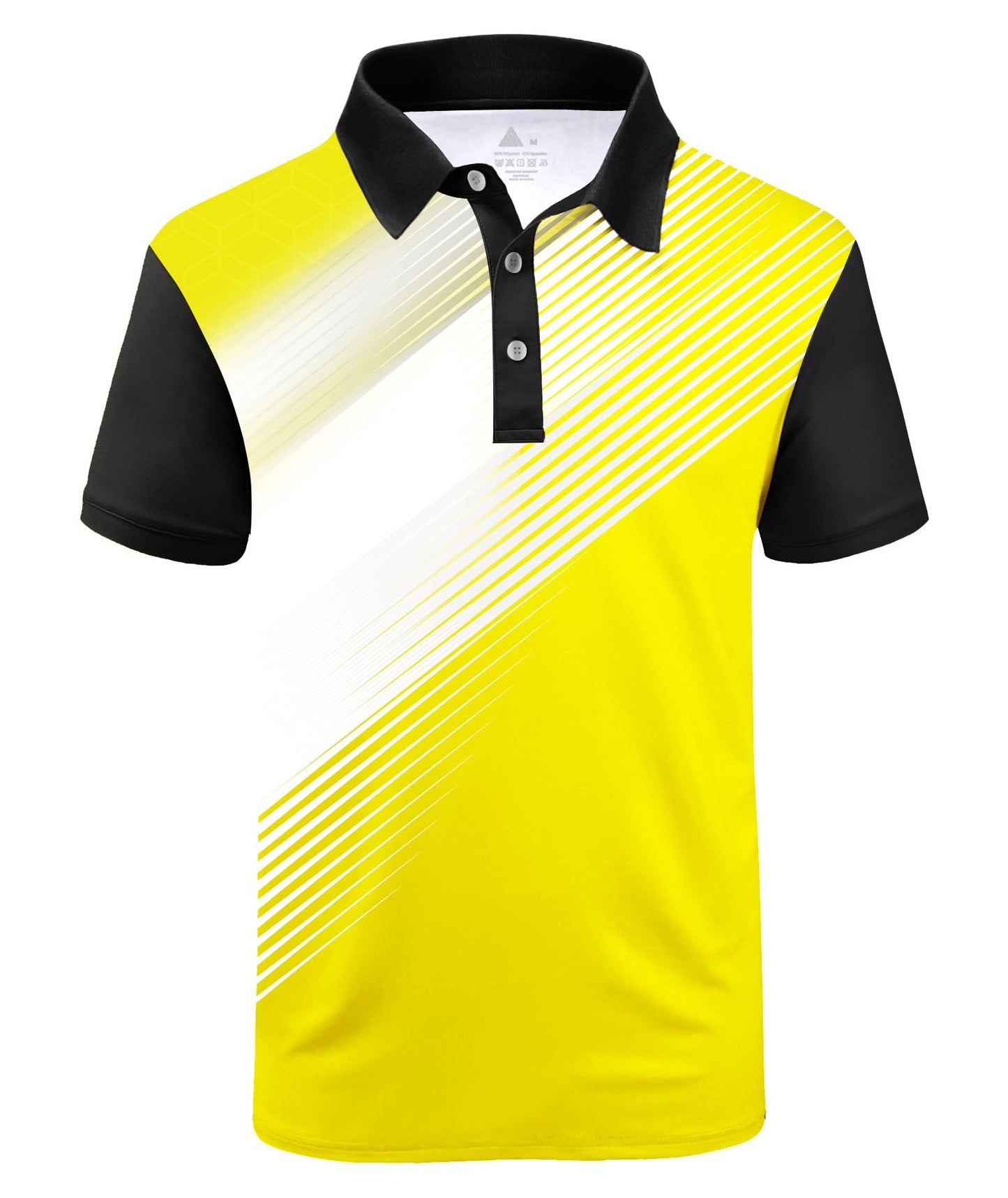 ZITY Mens Golf Shirt Short Sleeve Sport Moisture Wicking Performance Print Golf Polo Shirts for Men Collared Casual T-Shirt Yellow X-Large