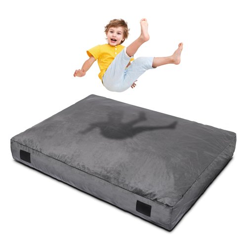 Homewell 4 x 6 Ft Crash Pad – Soft Velvet Cover Sensory Crash Pad for Kids with Durable Shock-Absorbing Foam, Machine Washable Cover, Ultimate Comfort and Safety for Kids, Adults and Pets (Gray)