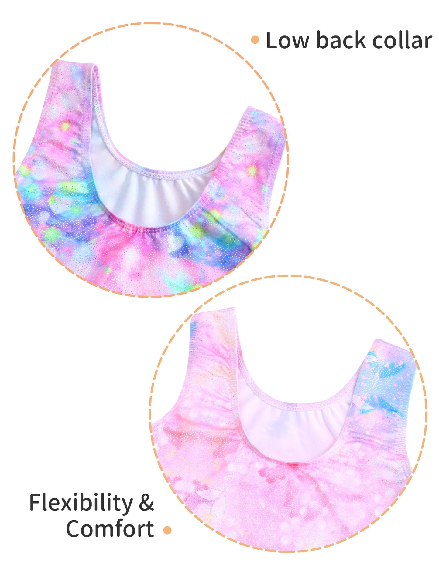 Nokecina Girls Gymnastics Leotards Size 5-6 Years Old Shiny Blue Pink Sleeveless Gym Outfits Biketards