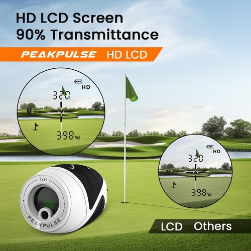 PEAKPULSE 1200 Yards Mini Range Finder Golf Rangefinder HDLCD 7X Magnification with Slope Laser Distance Rangefinder for Men Women Junior Rechargeable Flag Pole Locked with Vibration Angle Measurement