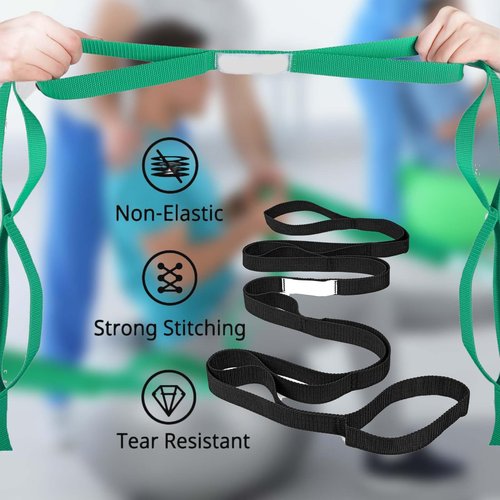 Stretching Strap Yoga with Loops, 10 Loops Strapsfor Stretching, Stretch Straps for Physical Therapy, Non-elastic Exercise Strap for Pilates, Dance and Gymnastics With (Black)