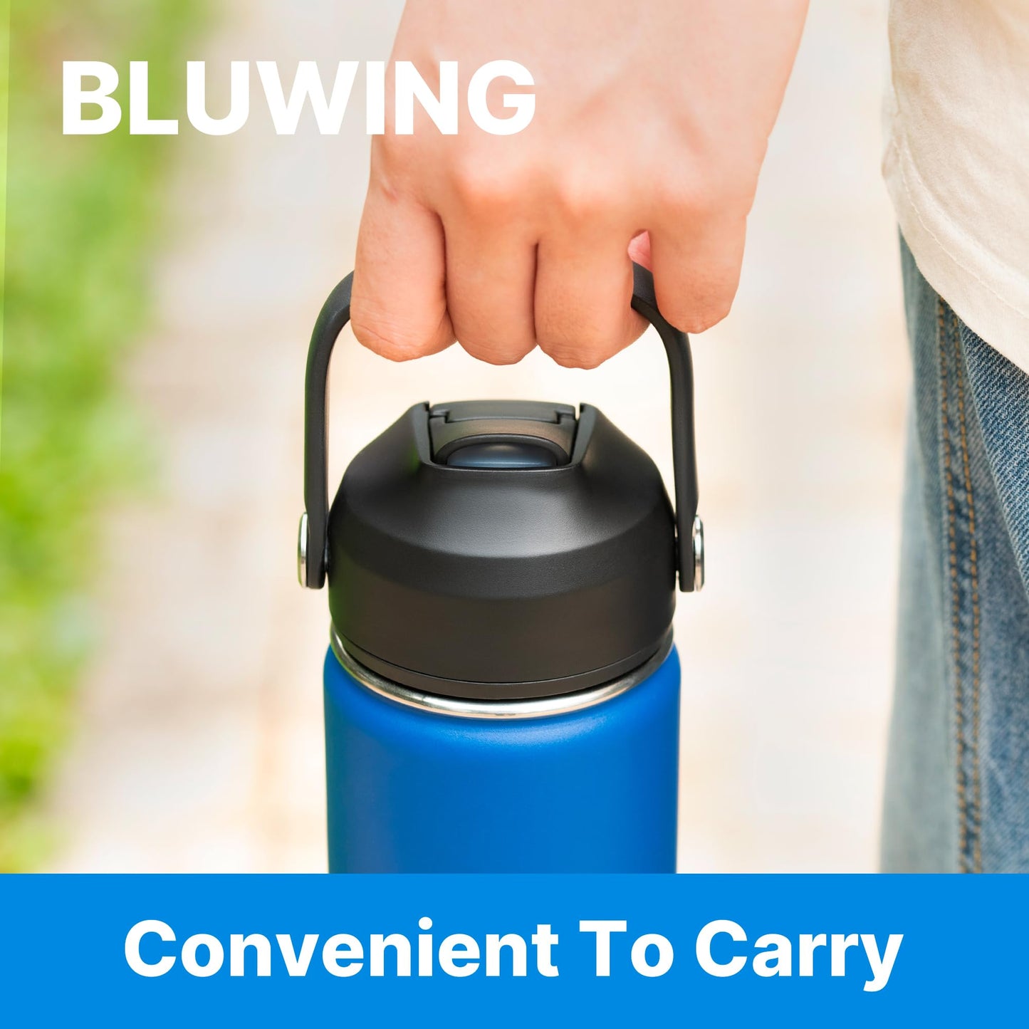 Bluwing Straw Lid for Hydro Flask 12-64oz Wide Mouth, Replacement Lids with Handle for Hydroflask, Thermoflask, koodee Wide Mouth Water Bottle, BPA Free