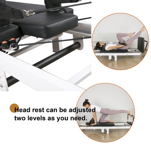 Pilates Reformer,EchoMe Foldable Reformer Pilates Machine for Home Use, with Alloy Resistance Springs, Pilates Equipment for Home Workouts with Jump Board, feet Strap,up to 400lb Longer Size(White)