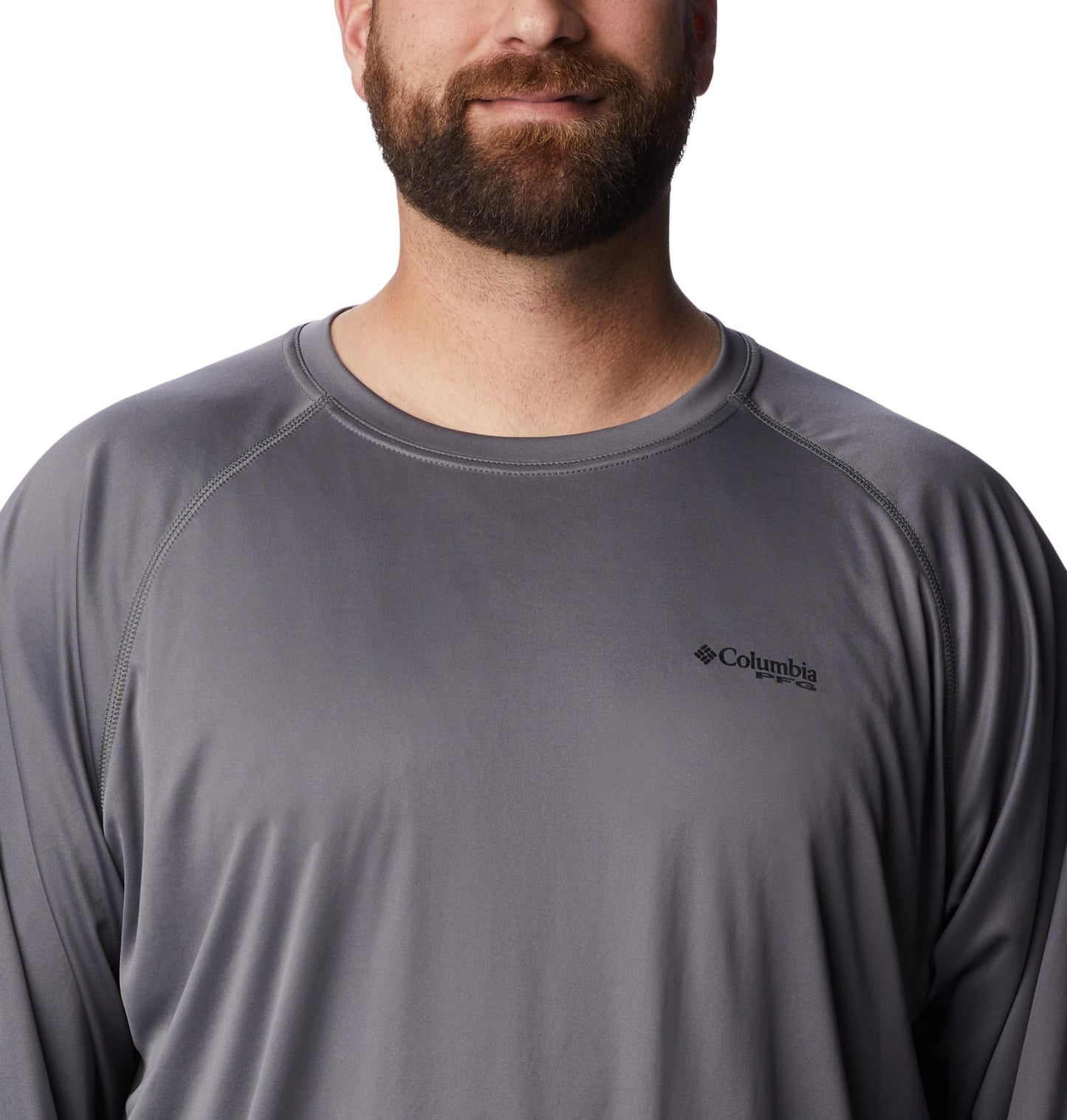 Columbia Men's PFG Terminal Tackle Long Sleeve Fishing Shirt, City Grey/Black Logo, Medium
